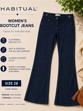 Habitual Dark Blue Flare Jeans with High Waist